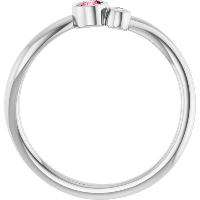 Sterling Silver 3 mm Natural Pink Tourmaline & .015 CT Natural Diamond Ring